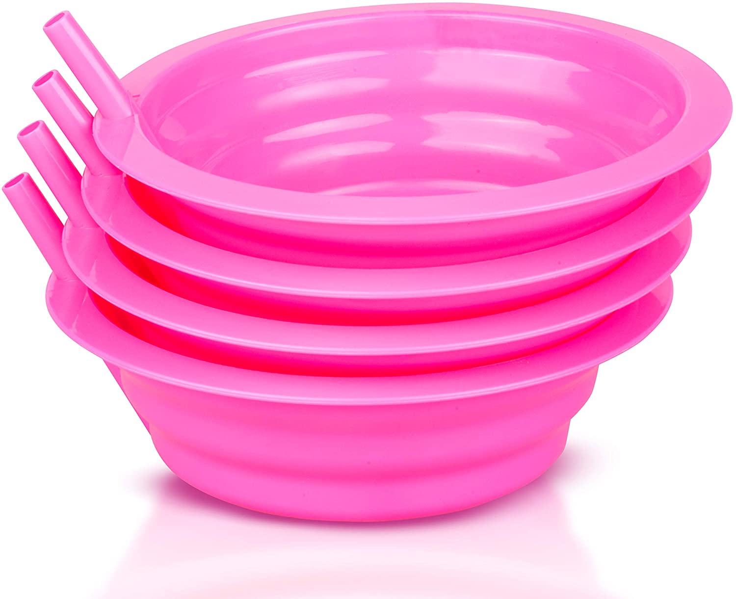 12 Breakfast Cereal Bowls with Straws Kids BPA Free Soup Toddler Built-in  Straw